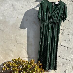 ban.do Green Jumpsuit with Pink Polka Dots